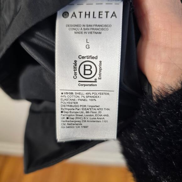 Athleta Triumph Hybrid Sweatshirt Women’s L Black Crewneck Cinch Waist Athletic - Picture 5 of 11